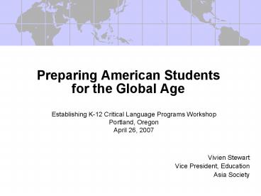 Preparing American Students for the Global Age