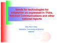 Needs for technologies for adaptation as expressed in TNAs, National Communications and other nation PowerPoint PPT Presentation