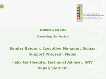 Domestic biogas: Capturing the market'