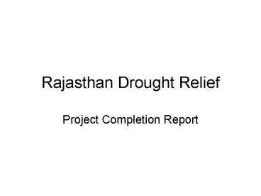 Rajasthan Drought Relief