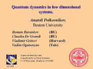 Quantum dynamics in low dimensional systems.