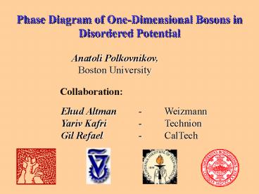 Phase Diagram of OneDimensional Bosons in Disordered Potential