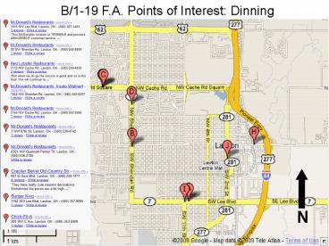 B119 F'A' Points of Interest: Dinning