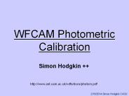 WFCAM Photometric Calibration