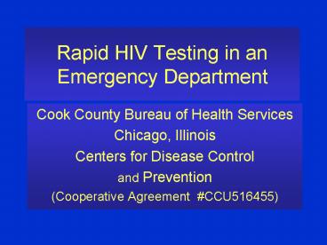 Rapid HIV Testing in an Emergency Department