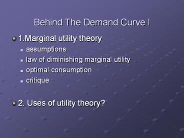 Behind The Demand Curve I