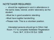 NOTETAKER REQUIRED: