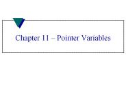 Chapter 11 Pointer Variables