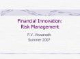Financial Innovation: Risk Management PowerPoint PPT Presentation