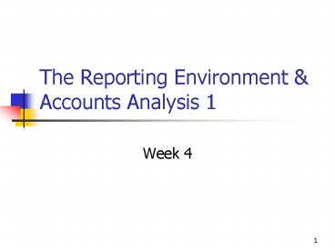 The Reporting Environment