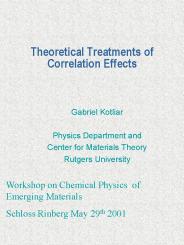 Theoretical Treatments of Correlation Effects