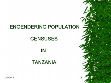 ENGENDERING POPULATION  CENSUSES 