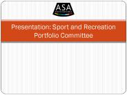 Presentation: Sport and Recreation Portfolio Committee
