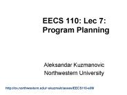 EECS 110: Lec 7: Program Planning