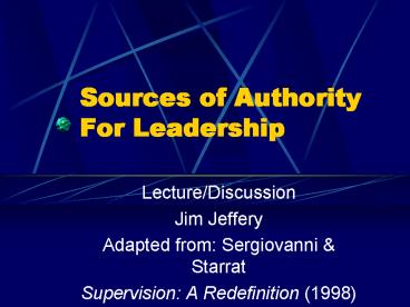 Sources of Authority For Leadership