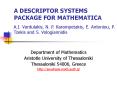 A DESCRIPTOR SYSTEMS PACKAGE FOR MATHEMATICA PowerPoint PPT Presentation