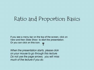 Ratio and Proportion Basics