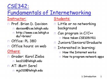 CSE342: Fundamentals of Internetworking