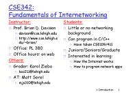 CSE342: Fundamentals of Internetworking