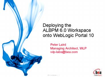 Deploying the ALBPM 6'0 Workspace onto WebLogic Portal 10