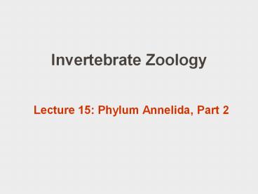 Invertebrate Zoology