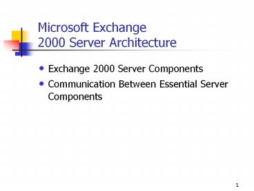 Microsoft Exchange 2000 Server Architecture