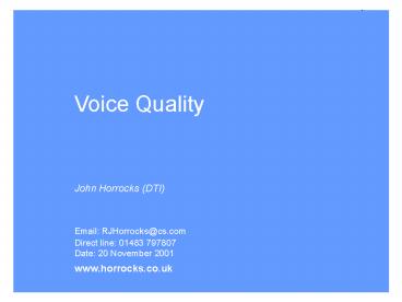Voice Quality