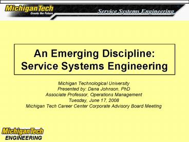 An Emerging Discipline: Service Systems Engineering