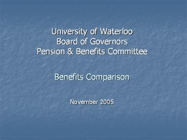University of Waterloo Board of Governors Pension