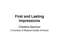 First and Lasting Impressions PowerPoint PPT Presentation