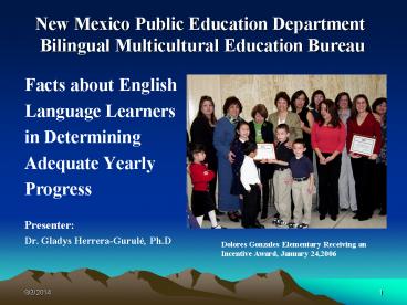 New Mexico Public Education Department Bilingual Multicultural Education Bureau
