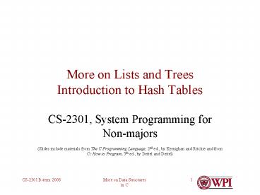 More on Lists and Trees Introduction to Hash Tables presentation | free ...