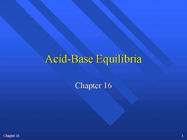 AcidBase Equilibria