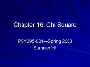 Chapter 16: Chi Square