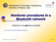 Handover procedures in a Bluetooth network