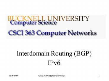 Interdomain Routing BGP