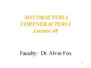 MYCOBACTERIA CORYNEBACTERIA Lecture 48