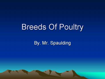Breeds Of Poultry