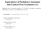 Equivalence of Pushdown Automata and Context-Free Grammars (1)