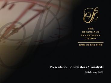 Presentation to Investors