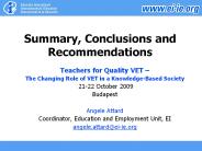 Summary, Conclusions and Recommendations