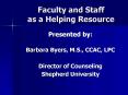 Faculty and Staff as a Helping Resource PowerPoint PPT Presentation