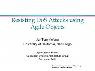 Resisting DoS Attacks using Agile Objects