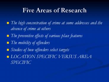 Five Areas of Research