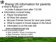 Rising U9 information for parents