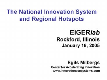 The National Innovation System and Regional Hotspots