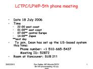 LCTPCLPWP5th phone meeting