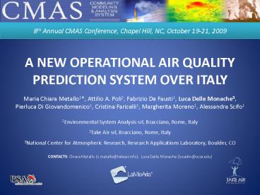 A NEW OPERATIONAL AIR QUALITY PREDICTION SYSTEM OVER ITALY