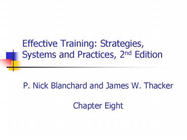 Effective Training: Strategies, Systems and Practices, 2nd Edition