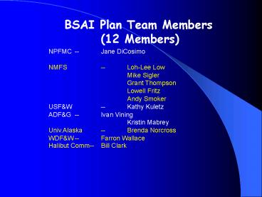 BSAI Plan Team Members 12 Members